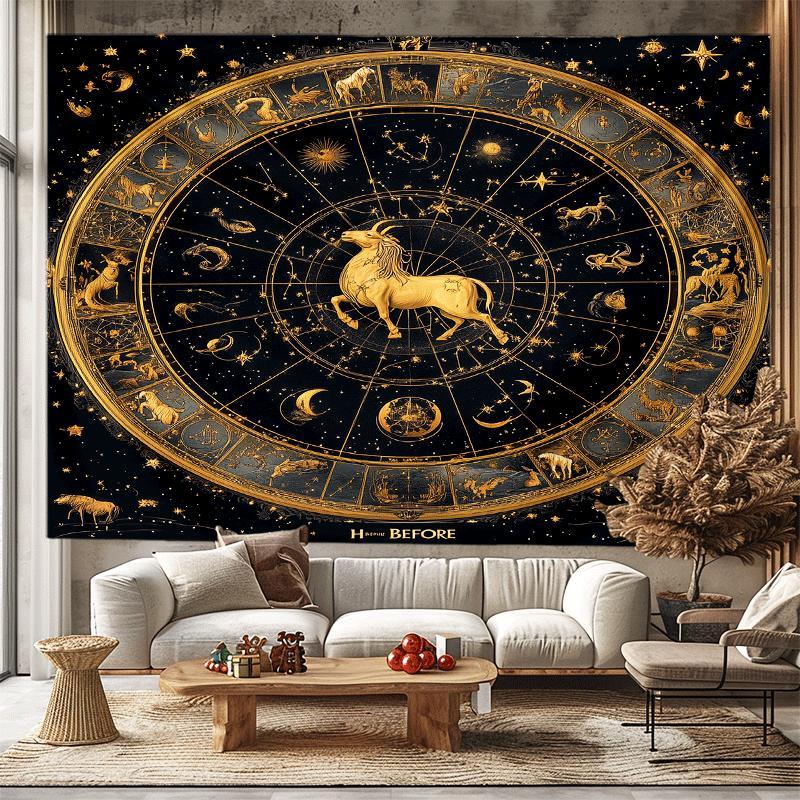 Star Map Poster - Tapeçaria Elegante de Constelações do Zodíaco,