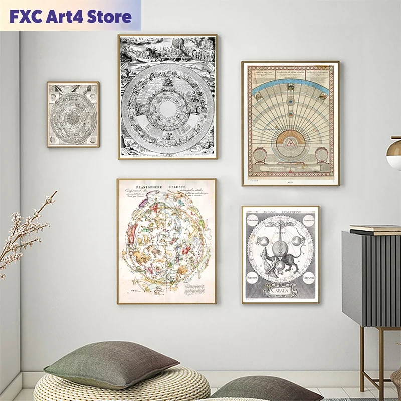 Star Map Poster - Pôster Vintage Sem Moldura de Gráfico
