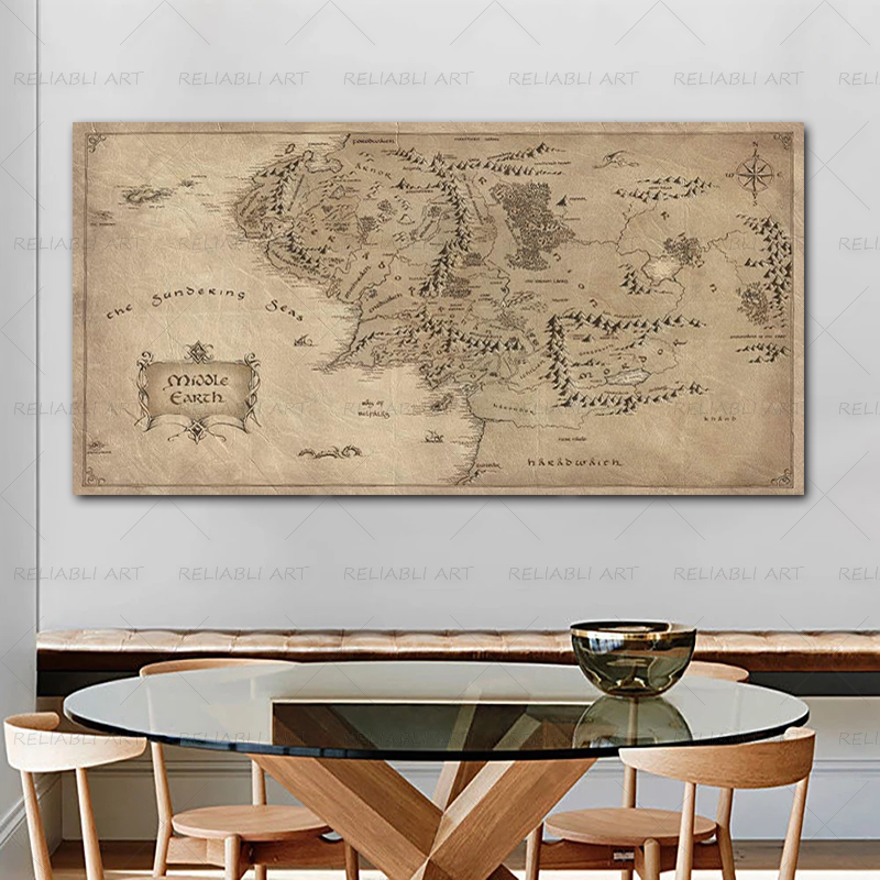 Retro o-senhor dos anéis mapa  - Star Map Poster avaliação e preço